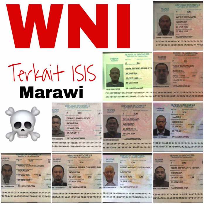 Data-data 11 WNI yang Terlibat Jaringan ISIS di Marawi Filipina