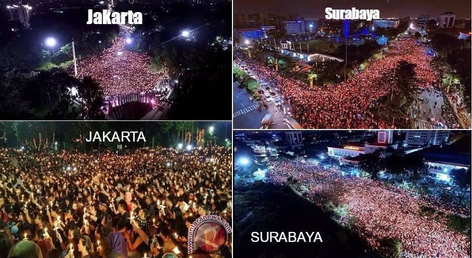 aksi damai bela ahok Jakarta surabaya