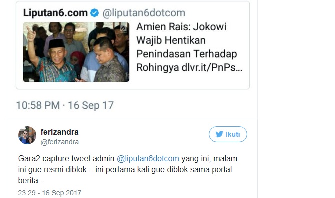 Geger Nyinyirin Amien Rais dan Klarifikasi Akun Twitter Liputan6 SCTV