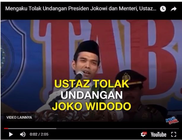 Viral, Ustaz ini Tolak Undangan Presiden Jokowi dan Menteri