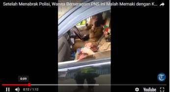 Wanita Berseragam PNS Ini Tidak Mau Ditilang Menabrak Polisi & Memaki