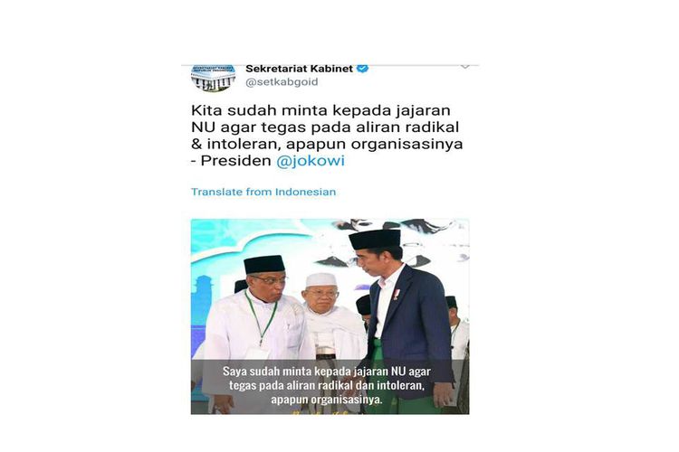 Admin @setkabgoid Dicopot Akibat Salah Kutip Pernyataan Jokowi Tentang Radikal