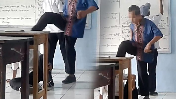 Viral Video Guru Tendang Kepala Muridnya Setelah Beri Hukuman