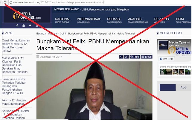 Astaghfirullah! Mediaoposisi.com Tuduh PBNU Mainkan Makna Toleransi