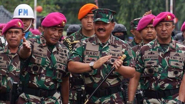 Kesatrian Marinir Cilandak Kedatangan Panglima TNI Marsekal Hadi