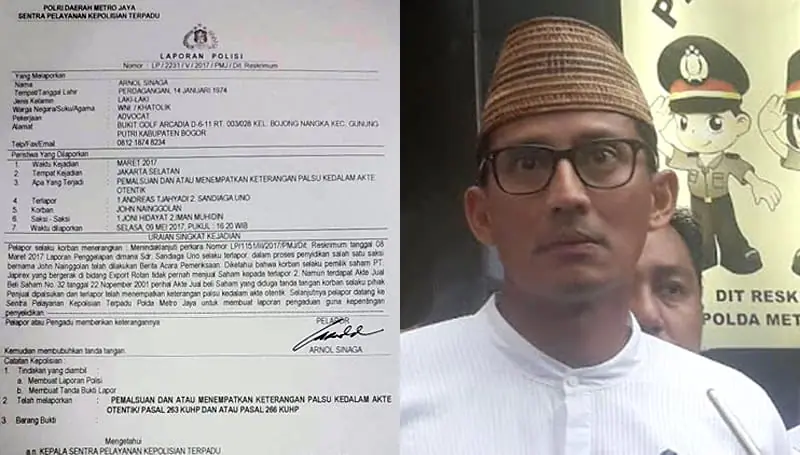 Polisi Akan Periksa Sandiaga Uno Terkait Dilaporkan Kasus Dugaan Penipuan