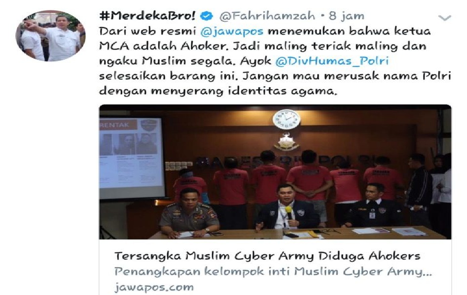 Fahri Ikut Sebar Fitnah Jawa Pos MCA Pendukung Ahok, Tapi Tidak Minta Maaf dan Klarifikasi