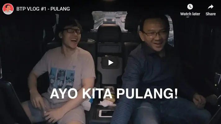Vlog Pertama Ahok Tayang Bersama Nicholas Sean