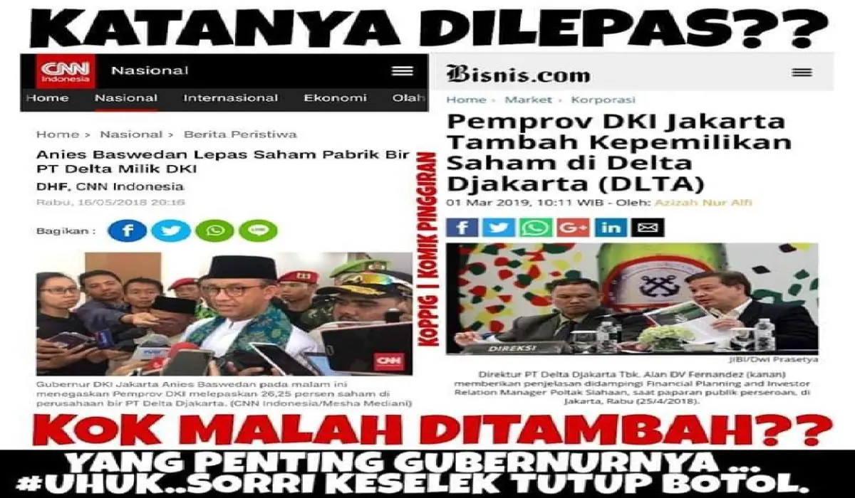Anies Dibully Warganet Terkait Pemprov DKI Tambah Kepimilikan Saham di Emiten Bir