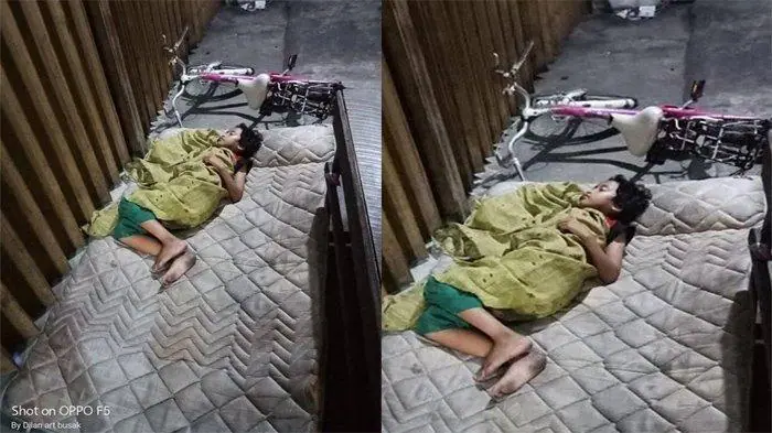 Viral di FB Kisah Dibalik Foto Gadis Cilik Tidur di Emperan Toko yang Lagi Mencari Orang Tuanya